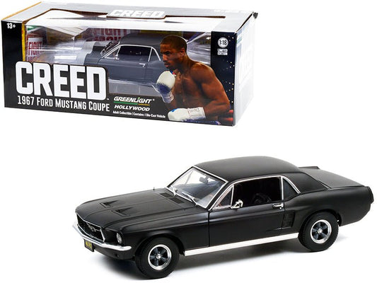 1967 Ford Mustang Coupe Matt Black (Adonis Creed's) "Creed" (2015) Movie 1/18 Diecast Model Car by Greenlight free shipping USA - Rapid Vehicles