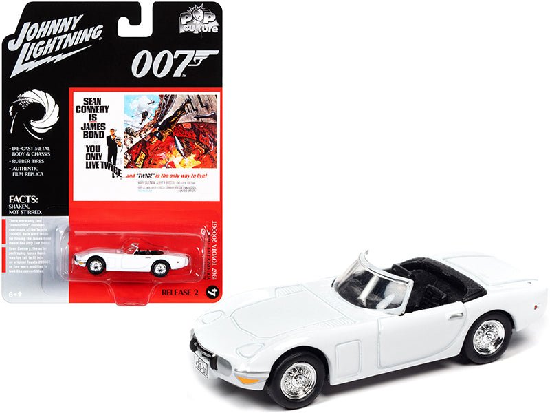 1967 Toyota 2000GT Convertible White (James Bond 007) "You Only Live Twice" (1967) Movie "Pop Culture" Series 1/64 Diecast Model Car by Johnny Lightning free shipping USA - Rapid Vehicles