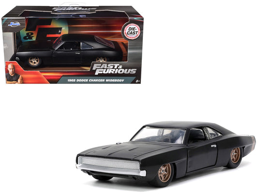 1968 Dodge Charger Widebody Matt Black with Bronze Tail Stripe "F9" (2021) Movie "Fast & Furious" Series 1/32 Diecast Model Car by Jada free shipping USA - Rapid Vehicles
