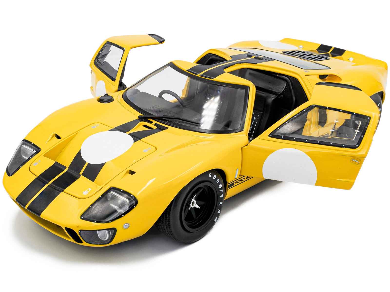 1968 Ford GT40 MK1 Yellow with Black Stripes "Competition" Series 1/18 Diecast Model Car by Solido - Rapid Vehicles