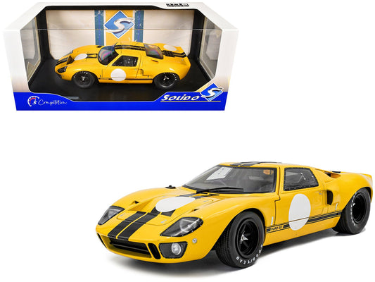 1968 Ford GT40 MK1 Yellow with Black Stripes "Competition" Series 1/18 Diecast Model Car by Solido free shipping USA - Rapid Vehicles