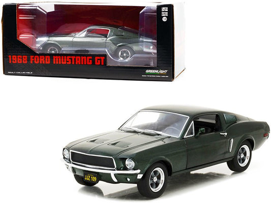 1968 Ford Mustang GT Fastback Highland Green Metallic 1/24 Diecast Model Car by Greenlight free shipping USA - Rapid Vehicles