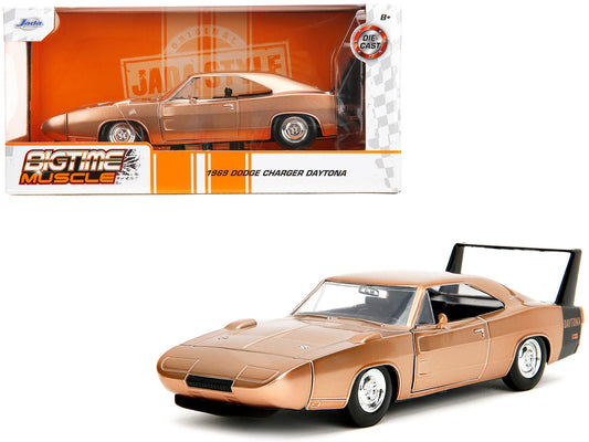 1969 Dodge Charger Daytona Bronze Metallic with Black Tail Stripe "Bigtime Muscle" Series 1/24 Diecast Model Car by Jada free shipping USA - Rapid Vehicles