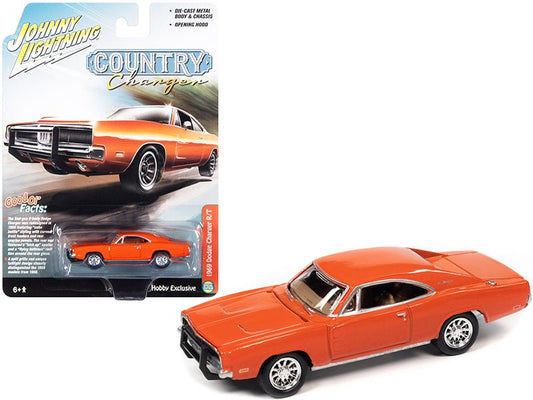 1969 Dodge Charger R/T Orange "Country Charger" 1/64 Diecast Model Car by Johnny Lightning free shipping USA - Rapid Vehicles