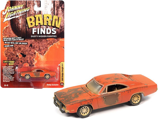 1969 Dodge Charger R/T Orange (Unrestored) "Barn Finds" 1/64 Diecast Model Car by Johnny Lightning free shipping USA - Rapid Vehicles