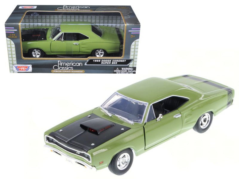 1969 Dodge Coronet Super Bee Green 1/24 Diecast Model Car by Motormax free shipping USA - Rapid Vehicles