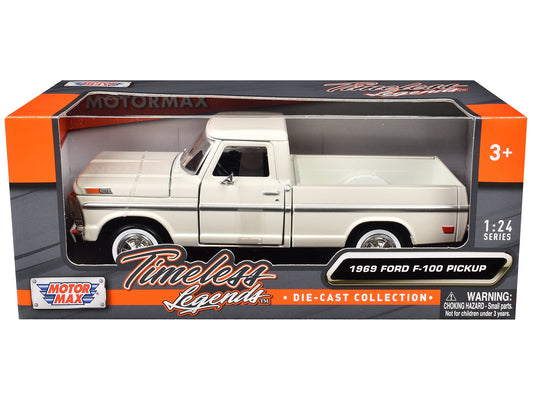 1969 Ford F - 100 Pickup Truck Cream "Timeless Legends" Series 1/24 Diecast Model Car by Motormax free shipping USA - Rapid Vehicles