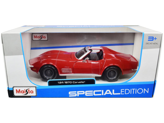 1970 Chevrolet Corvette Convertible Red 1/24 Diecast Model Car by Maisto - Rapid Vehicles
