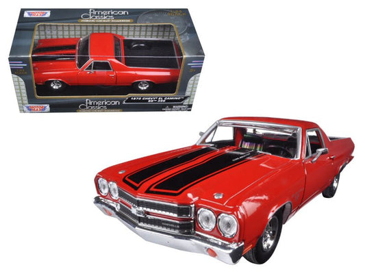1970 Chevrolet El Camino SS 396 Red with Black Stripes 1/24 Diecast Model Car by Motormax free shipping USA - Rapid Vehicles