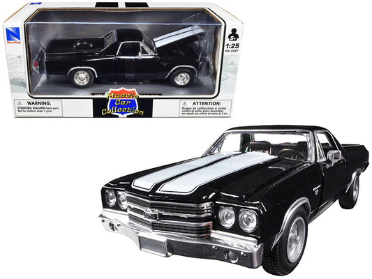 1970 Chevrolet El Camino SS Black with White Stripes "Muscle Car Collection" 1/25 Diecast Model Car by New Ray free shipping USA - Rapid Vehicles