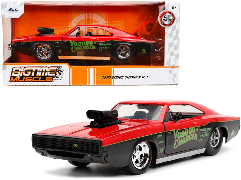 1970 Dodge Charger R/T "Voodoo Charger" Red and Black "Bigtime Muscle" Series 1/24 Diecast Model Car by Jada free shipping USA - Rapid Vehicles