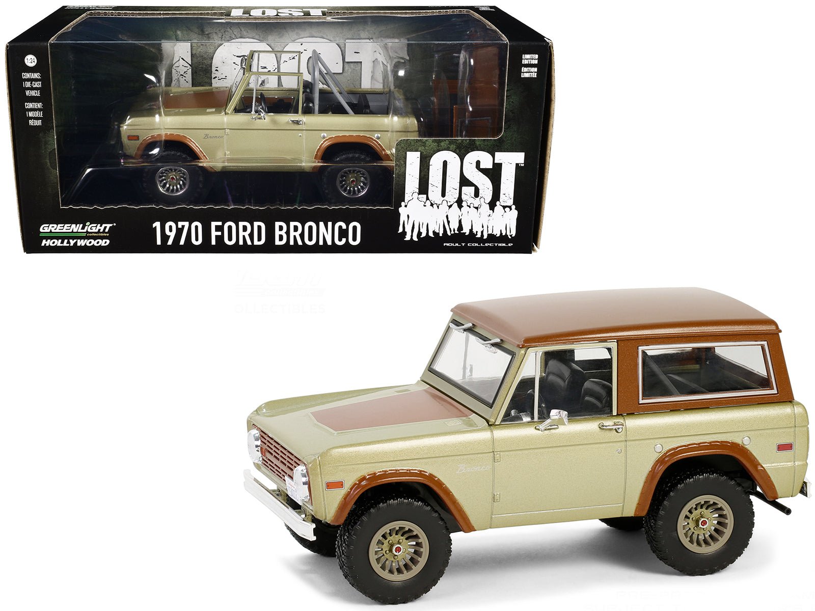 1970 Ford Bronco Gold Metallic with Brown Hood and Top "Lost" (2004 - 2010) TV Series "Hollywood" Series 20 1/24 Diecast Model Car by Greenlight free shipping USA - Rapid Vehicles
