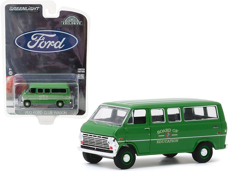 1970 Ford Club Wagon Van Green "Board of Education" "Hobby Exclusive" 1/64 Diecast Model by Greenlight free shipping USA - Rapid Vehicles