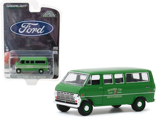 1970 Ford Club Wagon Van Green "Board of Education" "Hobby Exclusive" 1/64 Diecast Model by Greenlight free shipping USA - Rapid Vehicles