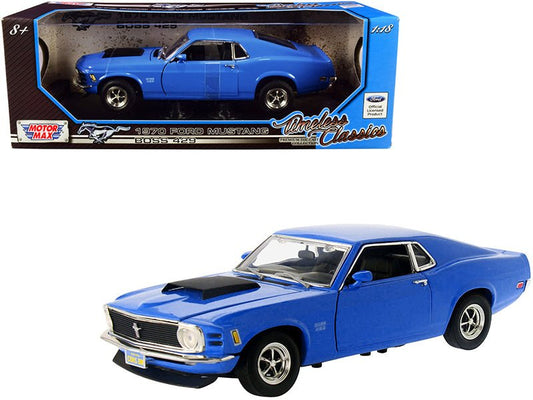 1970 Ford Mustang Boss 429 Dark Blue "Timeless Classics" Series 1/18 Diecast Model Car by Motormax free shipping USA - Rapid Vehicles