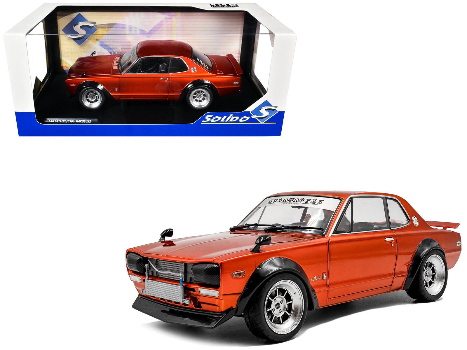 1970 Nissan Skyline (C10) Hakosuka RHD (Right Hand Drive) Orange Metallic 1/18 Diecast Model Car by Solido free shipping USA - Rapid Vehicles