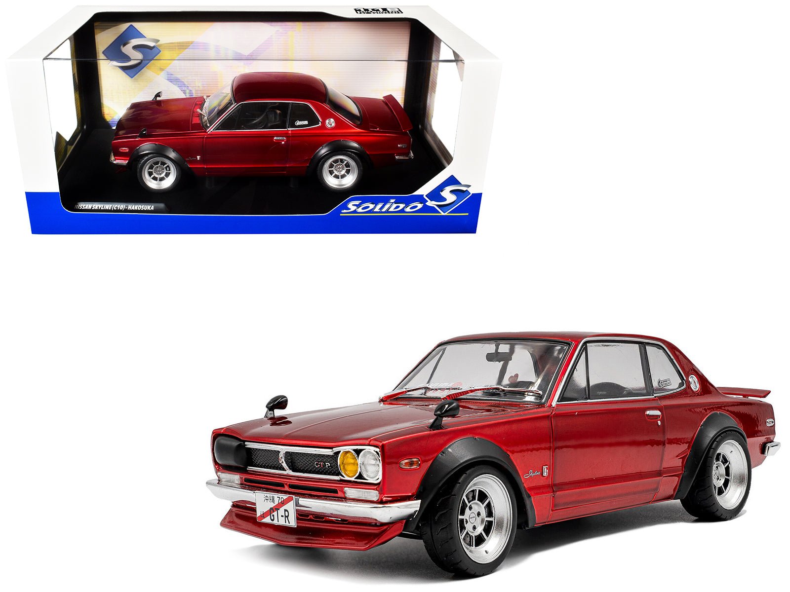 1970 Nissan Skyline (C10) Hakosuka RHD (Right Hand Drive) Red Metallic 1/18 Diecast Model Car by Solido free shipping USA - Rapid Vehicles