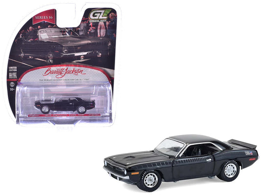 1970 Plymouth 'Cuda AAR Black with Gray Stripes "Barrett - Jackson" Series 16 1/64 Diecast Model Car by Greenlight free shipping USA - Rapid Vehicles
