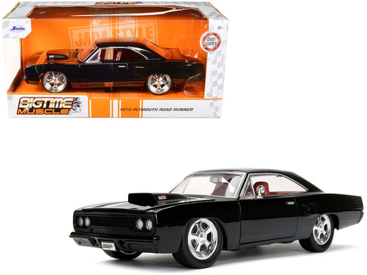 1970 Plymouth Road Runner 440 Black with Red Interior "Bigtime Muscle" Series 1/24 Diecast Model Car by Jada free shipping USA - Rapid Vehicles