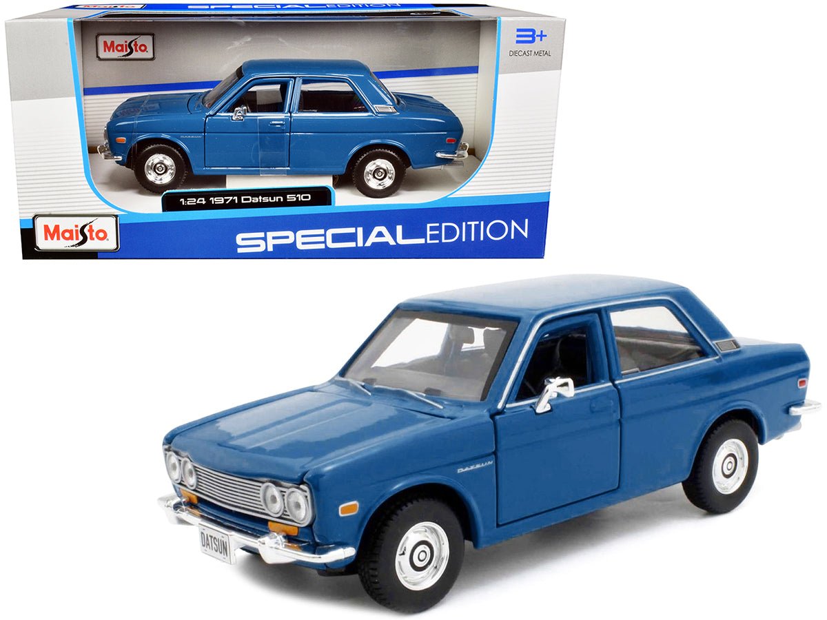 1971 Datsun 510 Blue "Special Edition" 1/24 Diecast Model Car by Maisto free shipping USA - Rapid Vehicles