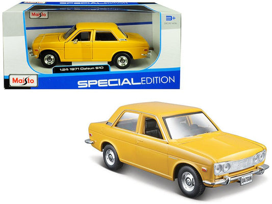 1971 Datsun 510 Yellow "Special Edition" 1/24 Diecast Model Car by Maisto free shipping USA - Rapid Vehicles