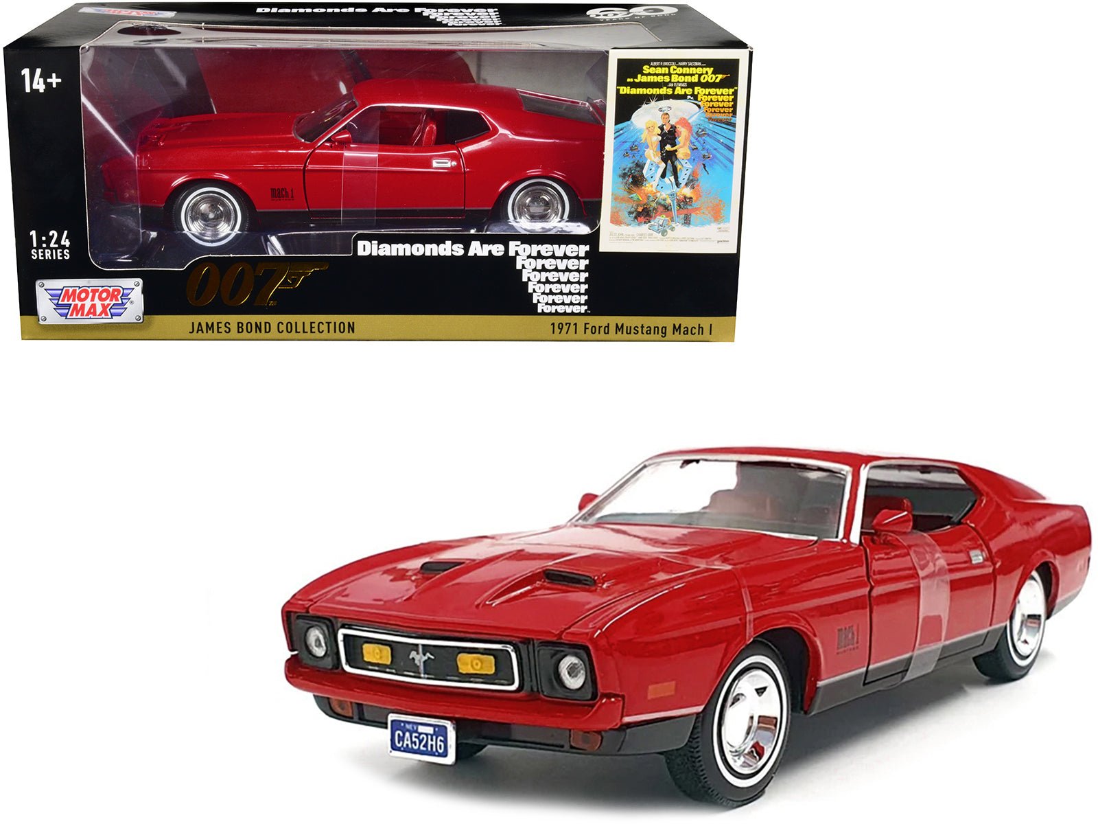1971 Ford Mustang Mach 1 Red James Bond 007 "Diamonds are Forever" (1971) Movie "James Bond Collection" Series 1/24 Diecast Model Car by Motormax free shipping USA - Rapid Vehicles