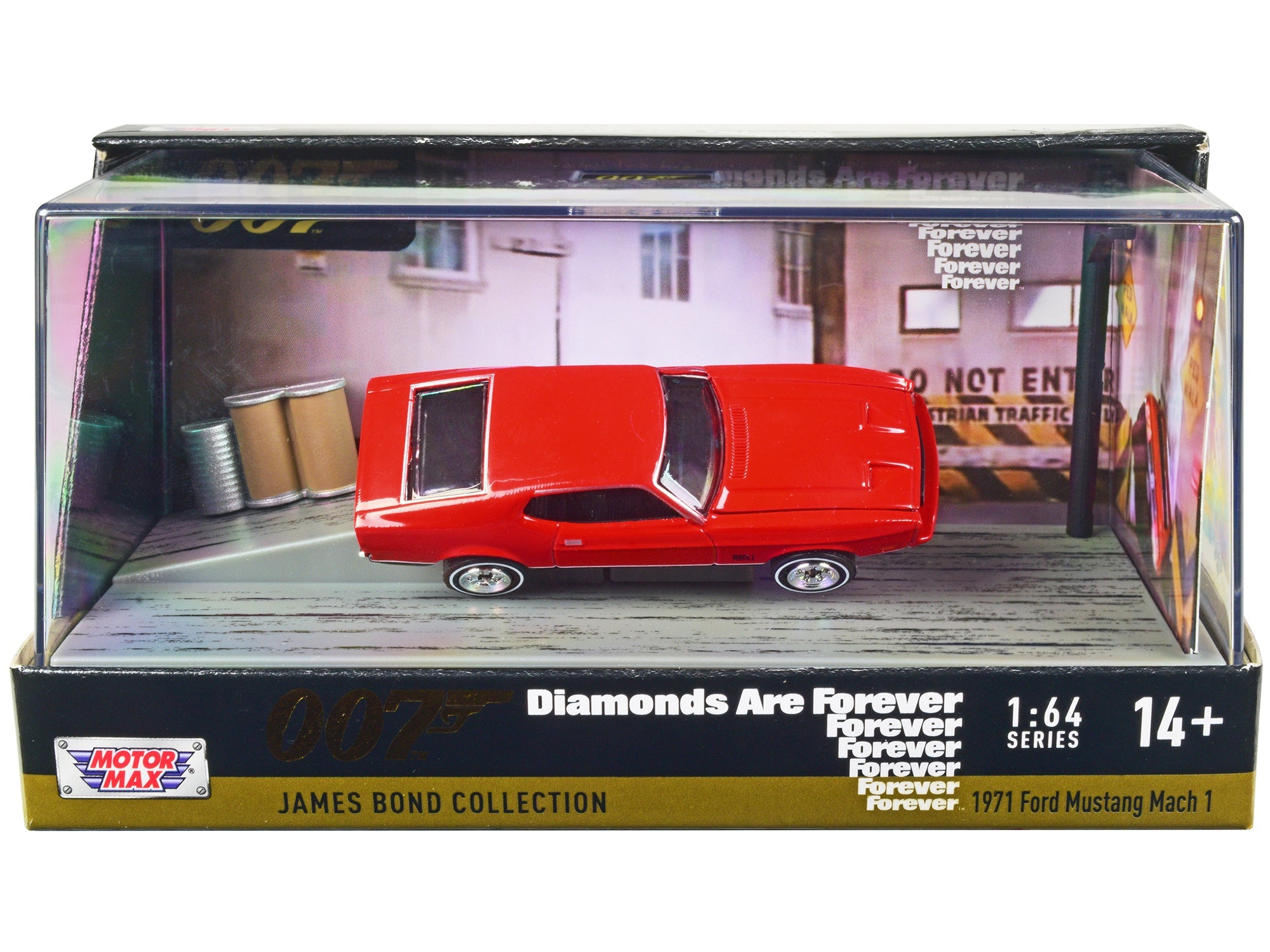 1971 Ford Mustang Mach 1 Red James Bond 007 "Diamonds are Forever" (1971) Movie with Display 1/64 Diecast Model Car by Motormax free shipping USA - Rapid Vehicles
