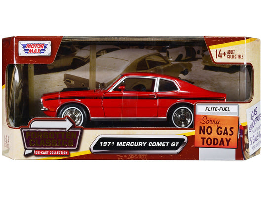 1971 Mercury Comet GT Red with Black Stripes "Forgotten Classics" Series 1/24 Diecast Model Car by Motormax free shipping USA - Rapid Vehicles