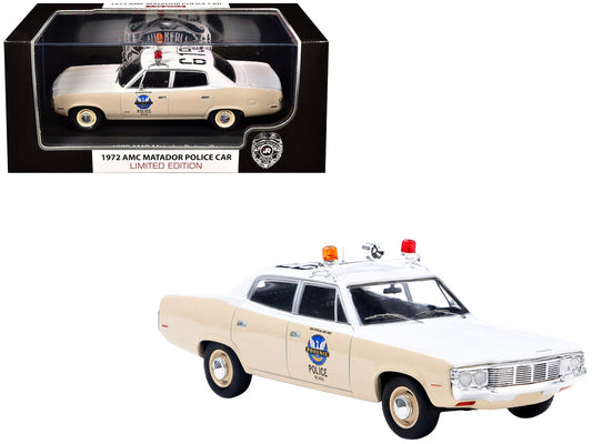 1972 AMC Matador Police Car "Phoenix Police Department" White and Beige 1/43 Diecast Model by Iconic Replicas free shipping USA - Rapid Vehicles