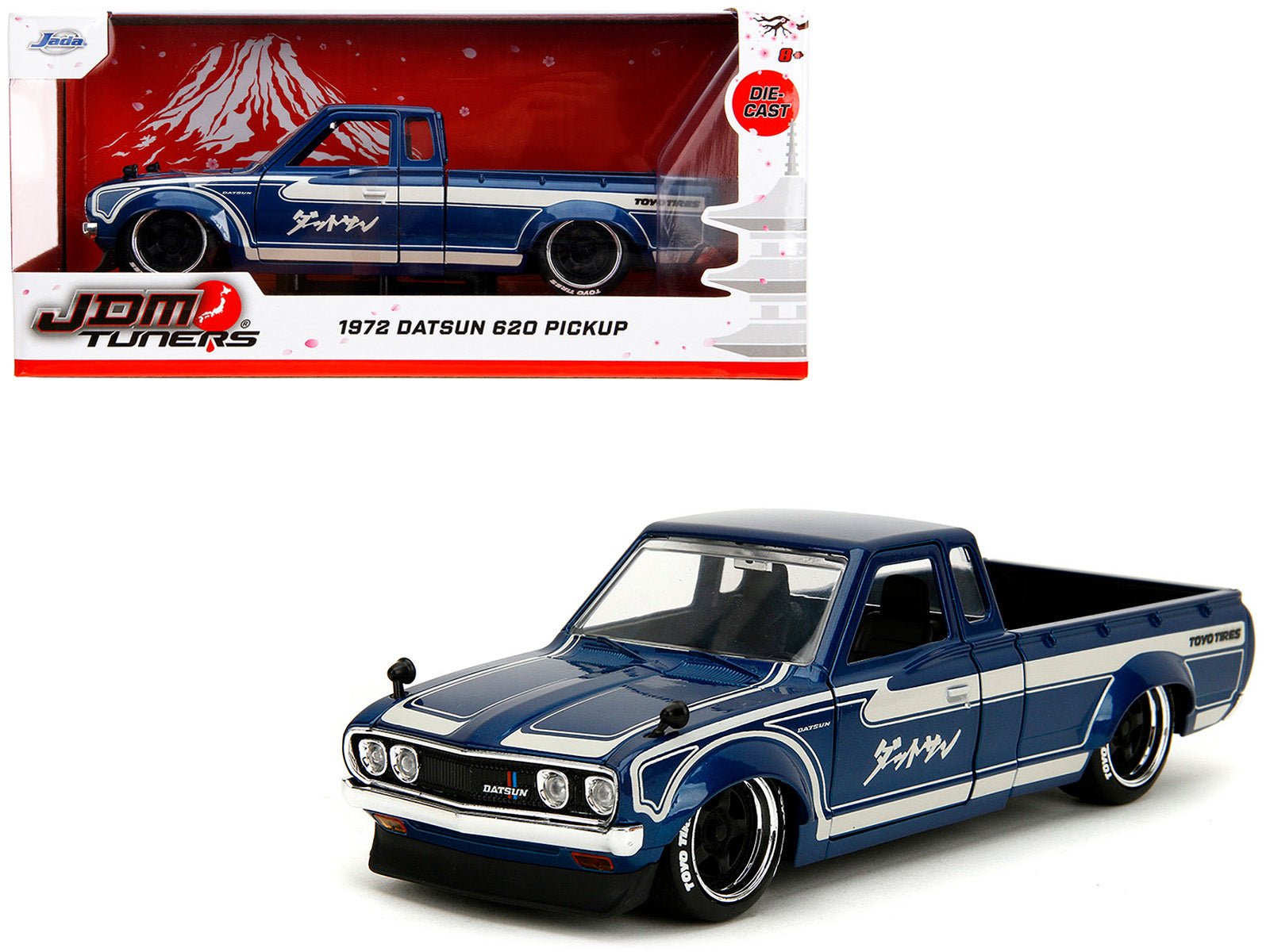 1972 Datsun 620 Pickup Truck Blue Metallic and Cream "JDM Tuners" Series 1/24 Diecast Model Car by Jada free shipping USA - Rapid Vehicles