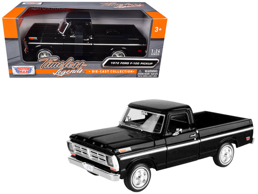 1972 Ford F - 100 Pickup Truck Black "Timeless Legends" Series 1/24 Diecast Model Car by Motormax free shipping USA - Rapid Vehicles
