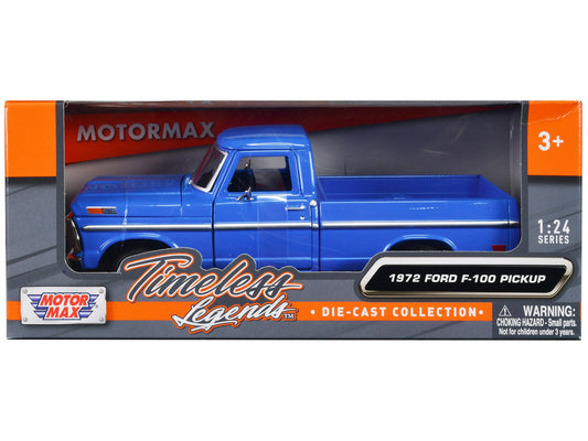 1972 Ford F - 100 Pickup Truck Blue "Timeless Legends" Series 1/24 Diecast Model Car by Motormax free shipping USA - Rapid Vehicles