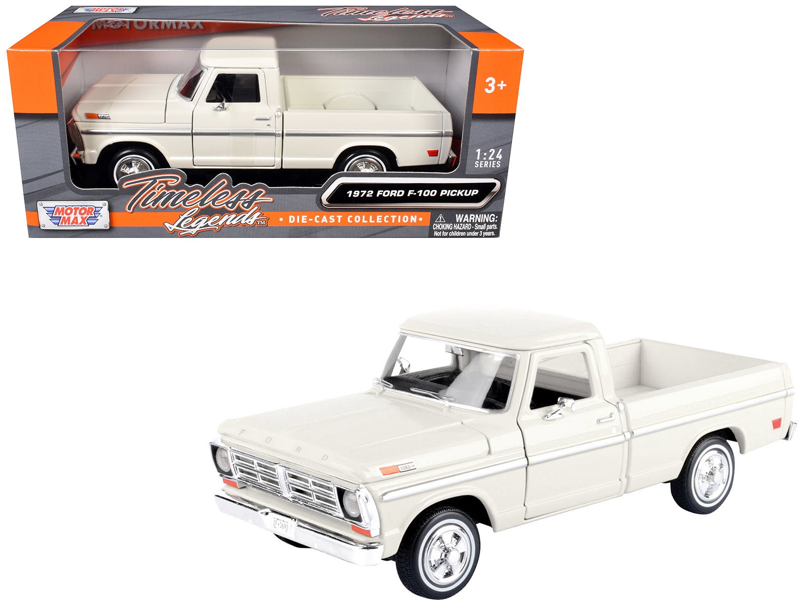 1972 Ford F - 100 Pickup Truck Cream "Timeless Legends" Series 1/24 Diecast Model Car by Motormax free shipping USA - Rapid Vehicles