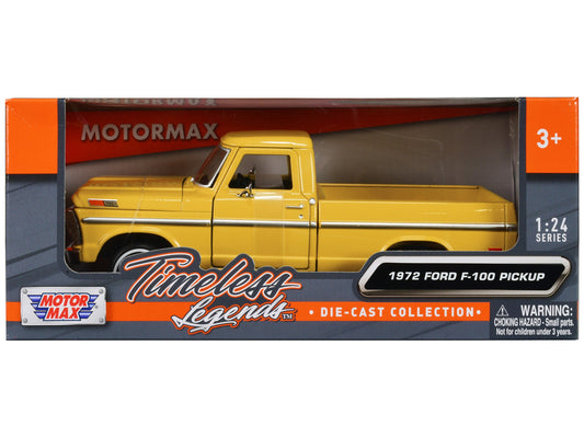 1972 Ford F - 100 Pickup Truck Yellow "Timeless Legends" Series 1/24 Diecast Model Car by Motormax free shipping USA - Rapid Vehicles