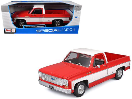 1974 Chevrolet C10 Cheyenne Super Pickup Truck Red and White "Special Edition" Series 1/18 Diecast Model Car by Maisto free shipping USA - Rapid Vehicles