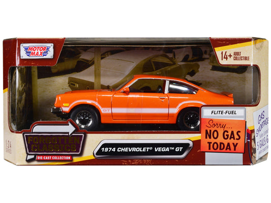 1974 Chevrolet Vega GT Orange Metallic with White Stripes "Forgotten Classics" Series 1/24 Diecast Model Car by Motormax free shipping USA - Rapid Vehicles