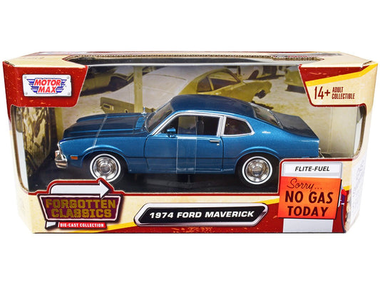 1974 Ford Maverick Blue Metallic "Forgotten Classics" Series 1/24 Diecast Model Car by Motormax free shipping USA - Rapid Vehicles