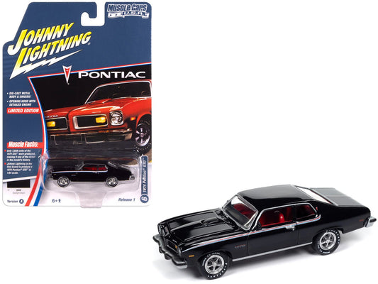 1974 Pontiac GTO Starlight Black with Red Interior "Muscle Cars USA" Series 1/64 Diecast Model Car by Johnny Lightning free shipping USA - Rapid Vehicles
