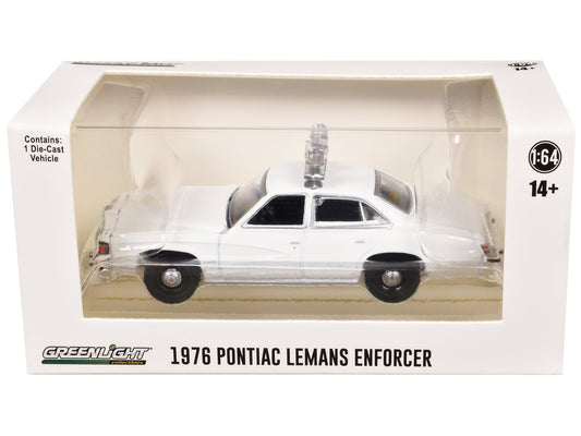 1976 - 77 Pontiac LeMans Enforcer White with Light Bar "Hot Pursuit - Hobby Exclusive" Series 1/64 Diecast Model Car by Greenlight free shipping USA - Rapid Vehicles