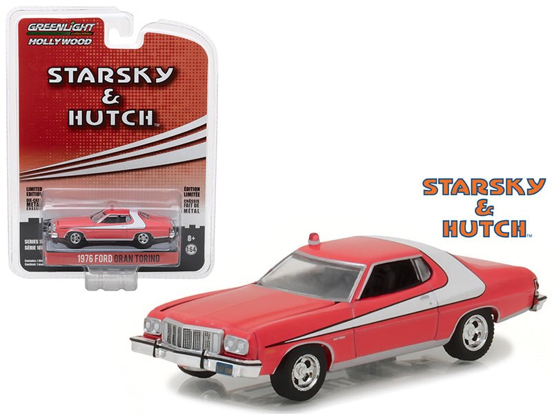 1976 Ford Gran Torino Red with White Stripe "Starsky and Hutch" (1975-1979) TV Series "Hollywood Series" Release 18 1/64 Diecast Model Car by Greenlight free shipping USA - Rapid Vehicles