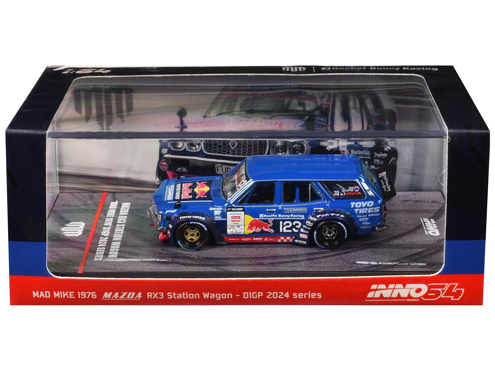 1976 Mazda RX3 Station Wagon RHD (Right Hand Drive) 12 "Mad" Mike Whiddett "D1 Grand Prix" (2024) 1/64 Diecast Model Car by Inno Models free shipping USA - Rapid Vehicles