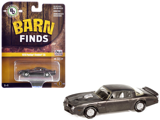 1976 Pontiac Firebird T/A "Barn Finds" Gray Metallic (Weathered) with White Interior "Big Country Collectibles" 2025 Series 1/64 Diecast Model Car by Auto World free shipping USA - Rapid Vehicles