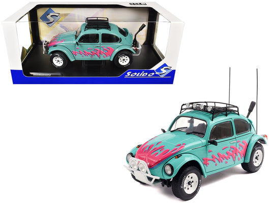 1976 Volkswagen Beetle Baja Miami Green with Pink Graphics 1/18 Diecast Model Car by Solido free shipping USA - Rapid Vehicles