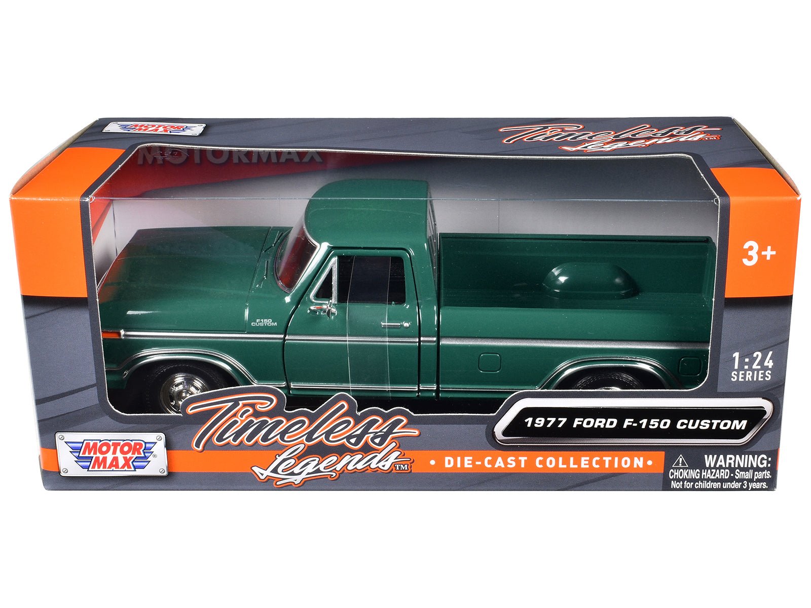1977 Ford F - 150 Custom Pickup Truck Green "Timeless Legends" Series 1/24 Diecast Model Car by Motormax free shipping USA - Rapid Vehicles