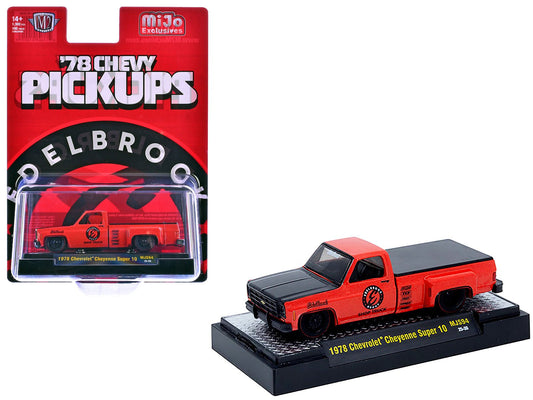 1978 Chevrolet Cheyenne Super 10 Pickup Truck "Edelbrock" Red with Black Hood Limited Edition to 9900 pieces Worldwide 1/64 Diecast Model Car by M2 Machines free shipping USA - Rapid Vehicles