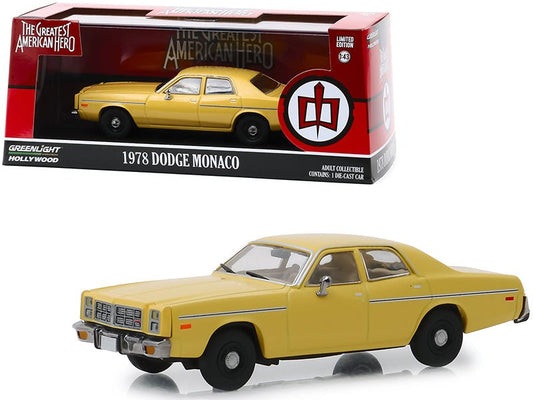 1978 Dodge Monaco Yellow "The Greatest American Hero" (1981-1983) TV Series 1/43 Diecast Model Car by Greenlight free shipping USA - Rapid Vehicles