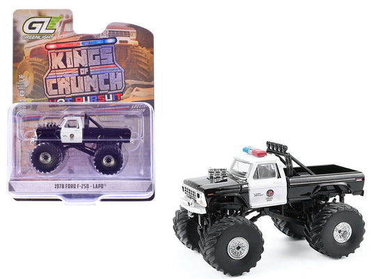 1978 Ford F - 250 Monster Truck "LAPD (Los Angeles Police Department)" Black and White "Kings of Crunch - Hot Pursuit" Special Edition 1/64 Diecast Model Car by Greenlight free shipping USA - Rapid Vehicles