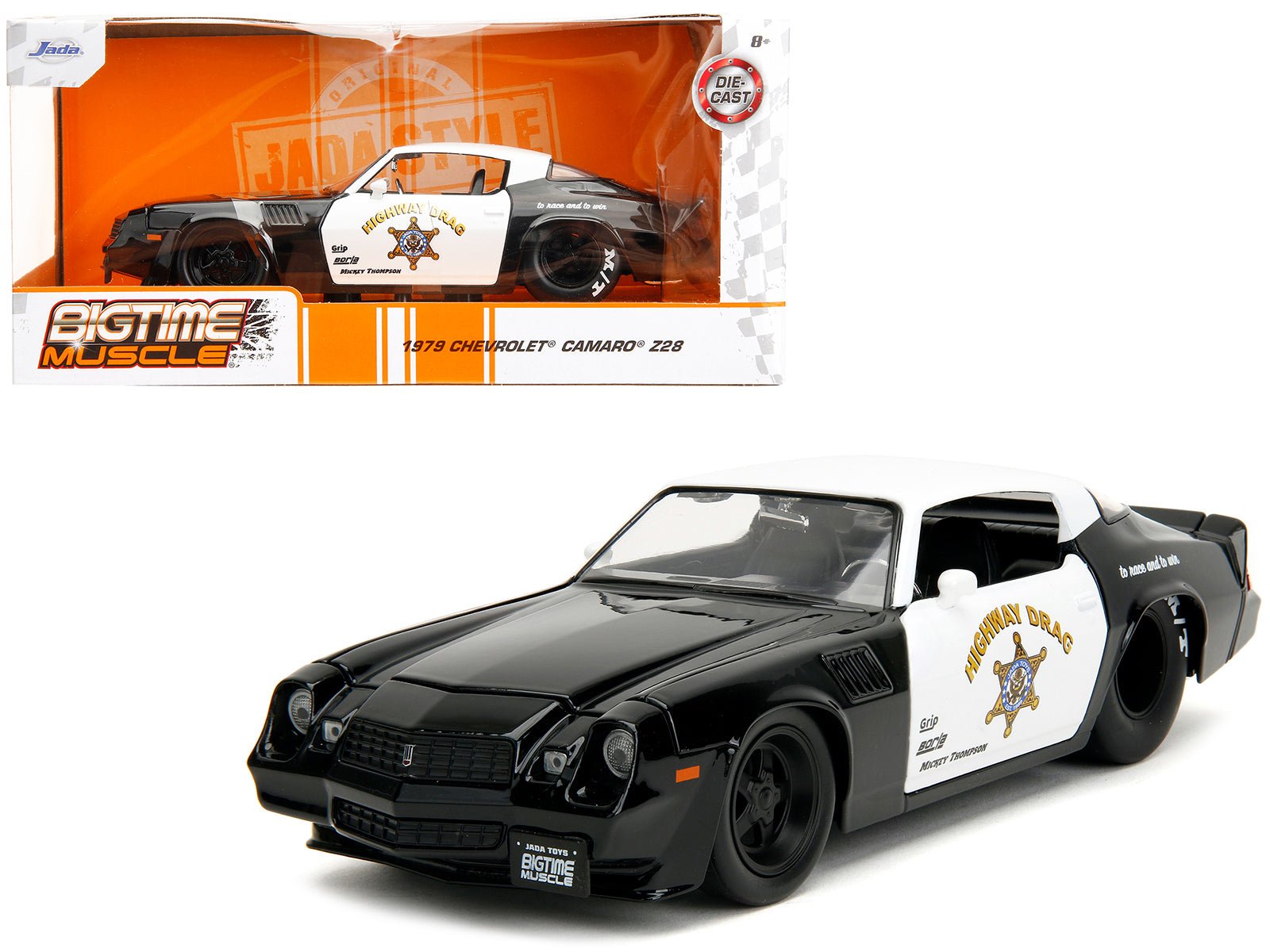 1979 Chevrolet Camaro Z28 Police Black and White "Highway Drag" "Bigtime Muscle" Series 1/24 Diecast Model Car by Jada free shipping USA - Rapid Vehicles