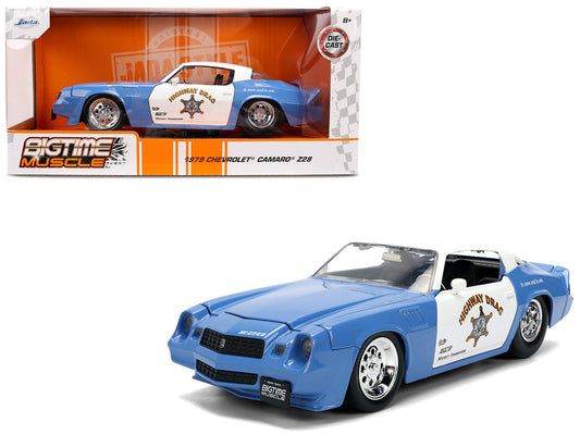 1979 Chevrolet Camaro Z28 Police "Highway Drag" Blue and White "Bigtime Muscle" Series 1/24 Diecast Model Car by Jada free shipping USA - Rapid Vehicles
