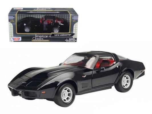 1979 Chevrolet Corvette Black 1/24 Diecast Car Model by Motormax free shipping USA - Rapid Vehicles